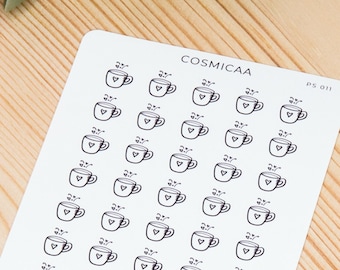 Coffee & Tea Planner Stickers: Functional Journal Doodles
