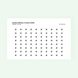 Fio dental - micro ícones, adesivos de planejador, micro adesivos, adesivos de planejador minimalista, adesivos funcionais para Hobonichi, dentes