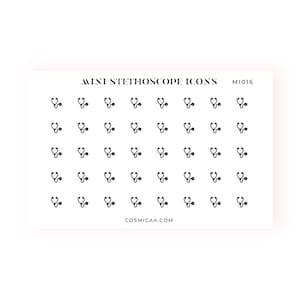 Mini Stethoscope Icons - Planner stickers, mini icons, mini stickers, minimalistic planner stickers, mini stickers for the hobonichi grid