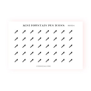 Mini Fountain Pen Icons - Planner stickers, mini icons, mini stickers, minimalistic planner stickers, mini stickers for the hobonichi grid