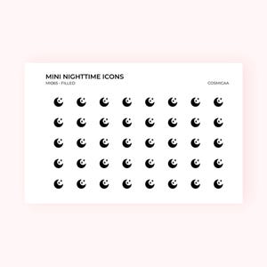 Mini Nighttime Icons - Planner stickers, mini icons, mini stickers, minimalistic planner stickers, mini stickers for hobonichi grid, dark