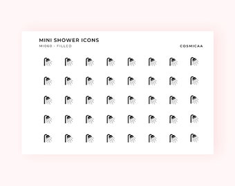 Mini Shower Icons - Planner stickers, mini icons, mini stickers, minimalistic planner stickers, mini stickers for hobonichi grid