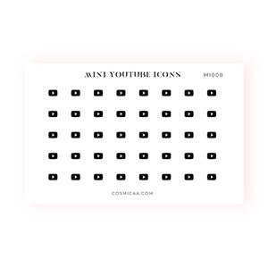 Mini Youtube Icons - Planner stickers, mini icons, mini stickers, minimalistic planner stickers, mini stickers for the hobonichi grid