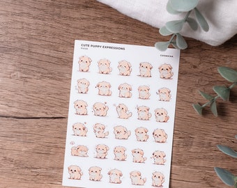 Cute Dog Expressions - Planner Stickers, animal stickers, cute dog stickers, kawaii stickers, cute expression stickers, functional