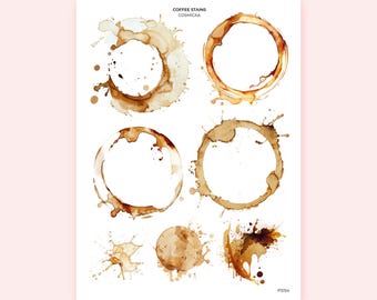 Coffee Stains Planner Stickers – Functional Journaling Stickers