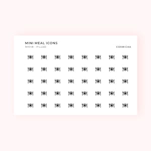 Mini Meal Icons - Planner stickers, mini icons, mini stickers, minimalistic planner stickers, mini stickers for hobonichi grid