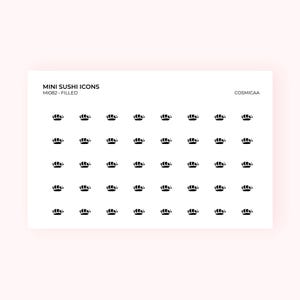 Mini Sushi Icons - Planner stickers, mini icons, mini stickers, minimalistic planner stickers, mini stickers for hobonichi grid, meal