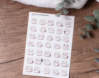 Cute Cat Expressions - Planner Stickers, animal stickers, cute cat stickers, kawaii stickers, cute expression stickers, functional