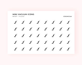 Mini Vacuum Icons - Planner stickers, mini icons, mini stickers, minimalistic planner stickers, mini stickers for hobonichi grid