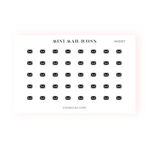 Mini Mail Icons - Planner stickers, mini icons, mini stickers, minimalistic planner stickers, mini stickers for the hobonichi grid