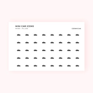 Mini Car Icons Planner Stickers: Handmade Matte Stickers