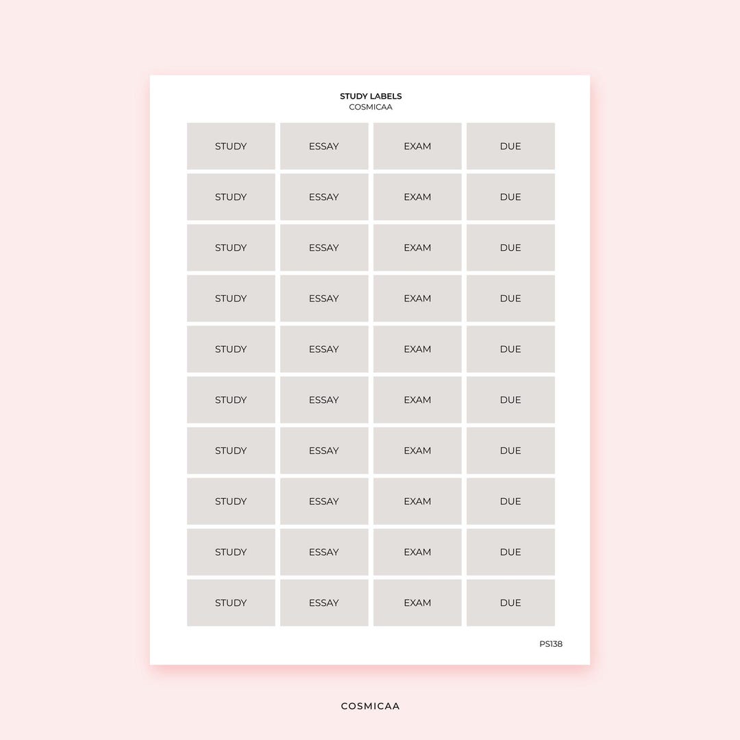 Study Notes Label Study Planner Stickers – Functional Labels for Students - Etsy