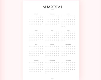Dashboard del planner "Year at a Glance" del 2026 / Inserto di panoramica annuale minima