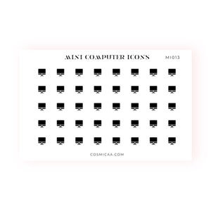 Mini Computer Icons - Planner stickers, mini icons, mini stickers, minimalistic planner stickers, mini stickers for the hobonichi grid