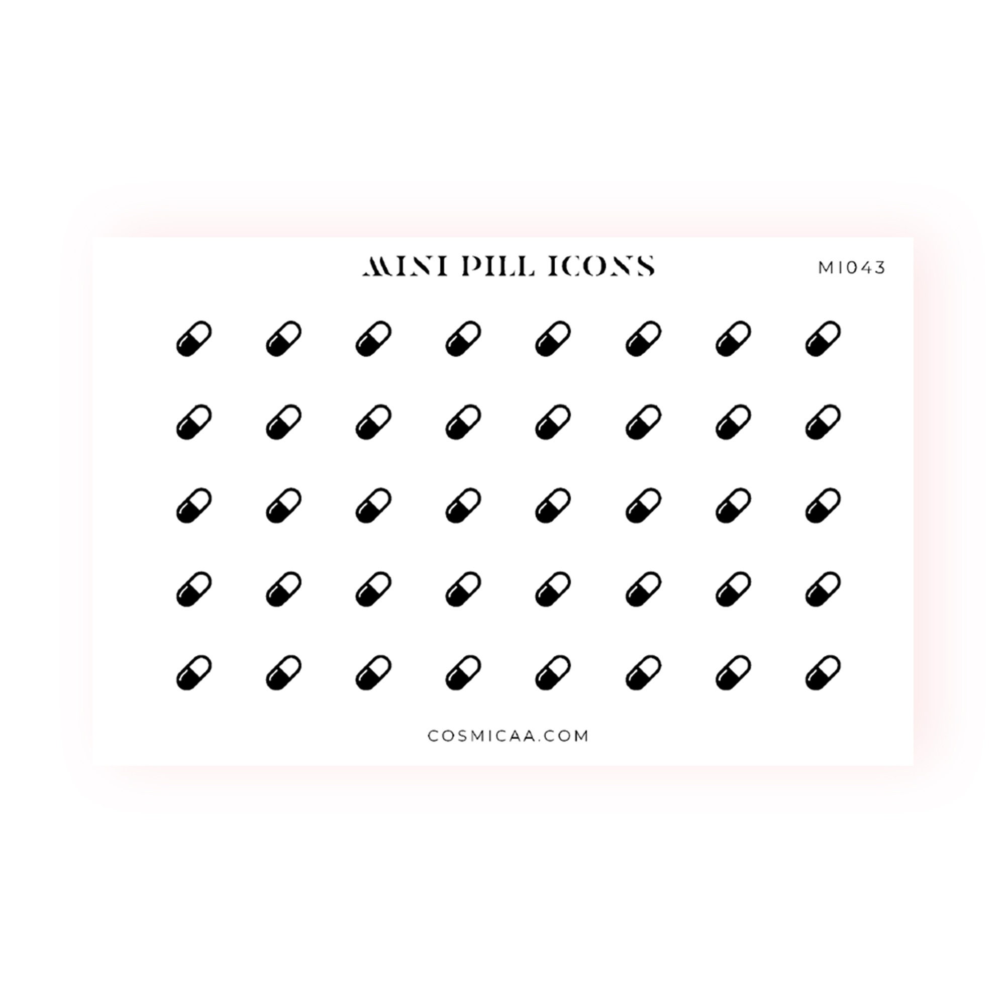 Mini Pill Icons - Planner stickers, mini icons, mini stickers, minimalistic planner stickers, mini stickers for the hobonichi grid