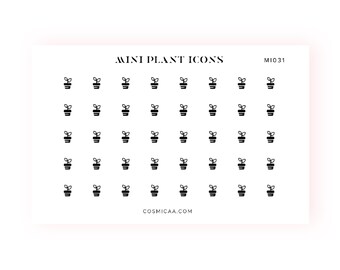 Mini Plant Icons - Planner stickers, mini icons, mini stickers, minimalistic planner stickers, mini stickers for the hobonichi grid