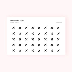 Ícones de mini avião - adesivos de planejador, mini ícones, mini adesivos, adesivos de planejador minimalista, mini adesivos para a grade hobonichi
