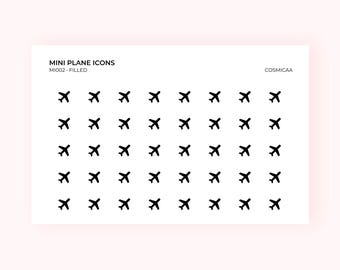 Mini Plane Icons: Planner Stickers for Hobonichi Grid