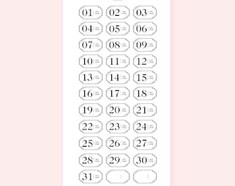 Horizontal Date Label Planner Stickers | Dated 2026 and Undated Date Stickers