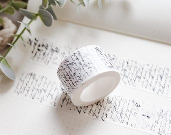 Vintage Text Overlay Washi Tape | Black Script Decorative Tape for Journaling & Planners