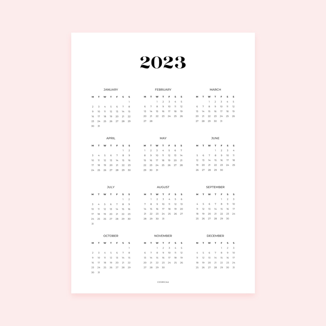2023 Year at A Glance Dashboard: Planner Calendar Page - Etsy