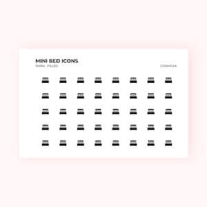Mini Bed Icons - Planner stickers, mini icons, mini stickers, minimalistic planner stickers, mini stickers for hobonichi grid, bed, sleeping