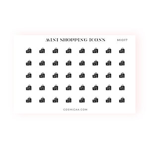 Mini Shopping Icons - Planer Sticker, Mini Icons, Mini Sticker, minimalistische Sticker, Mini Sticker für das Hobonichi Grid
