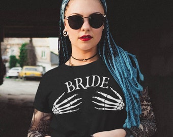 Gothic Bride T-Shirt: Funny Skeleton Hands, Punk Bachelorette Tee