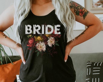 Gothic Bride Tank Top: Floral Spiderweb Wedding Racerback