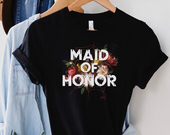 Gothic Maid of Honor Shirt: Floral Spiderweb Bachelorette Tee