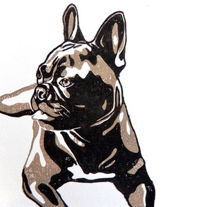 Französische Bulldogge Linoldruck