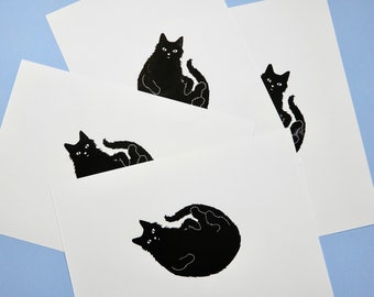 Black cat lino print