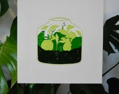 Terrarium - 3 layer A4 lino print