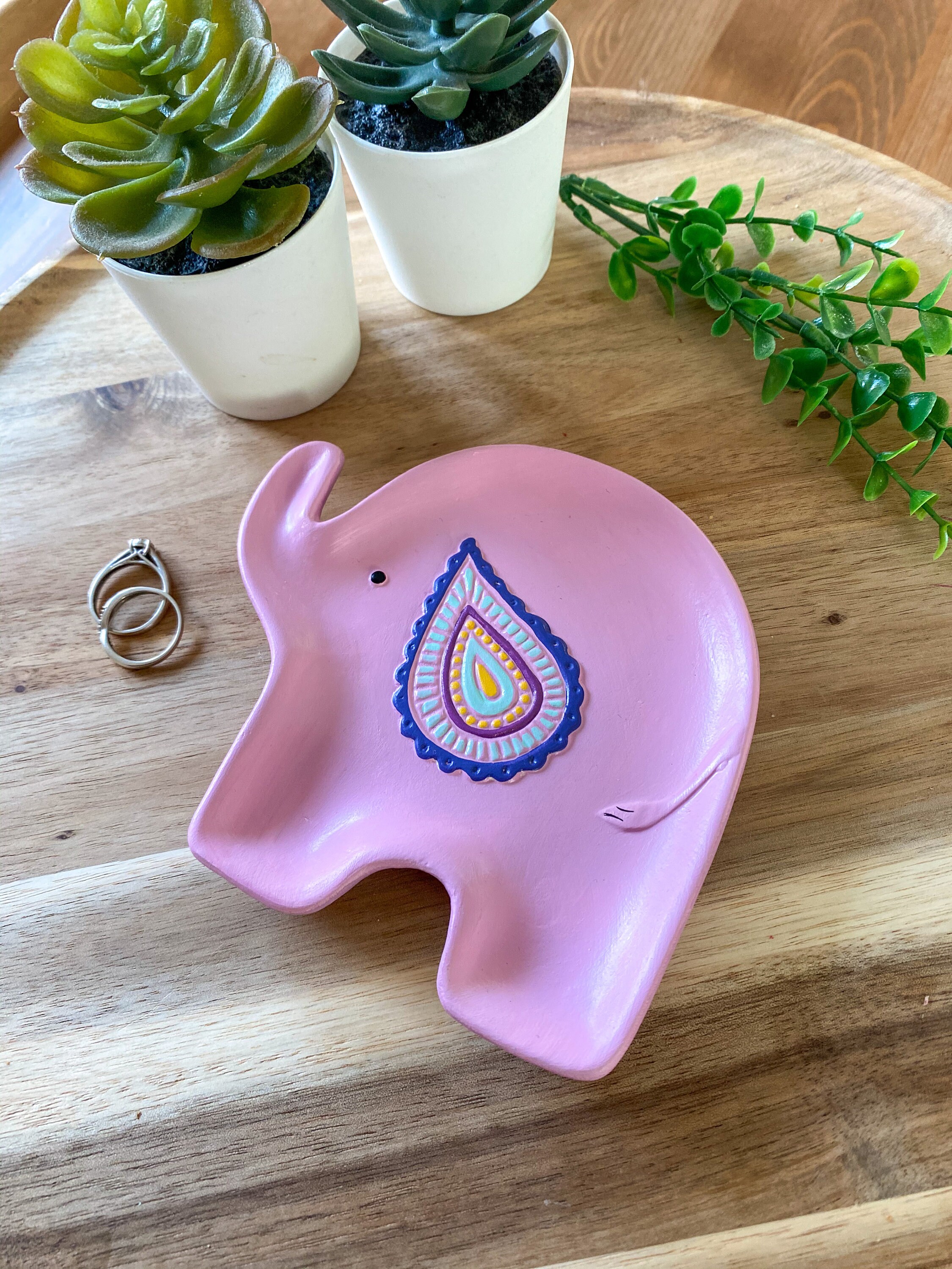 Pink Elephant Trinket Tray / Elephant Ring Dish / Elephant Etsy