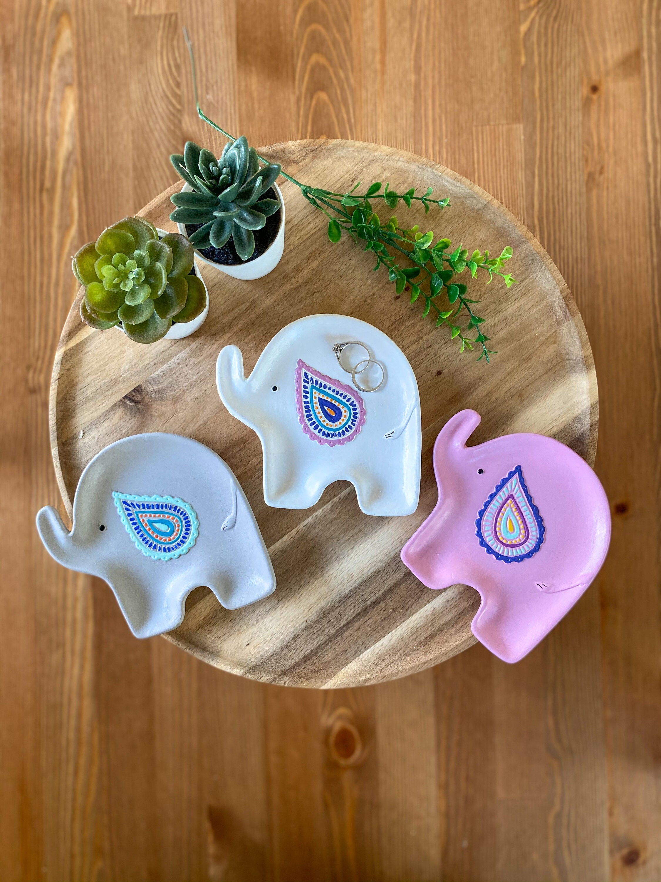 White Elephant Trinket Tray Elephant Ring Dish Elephant Etsy