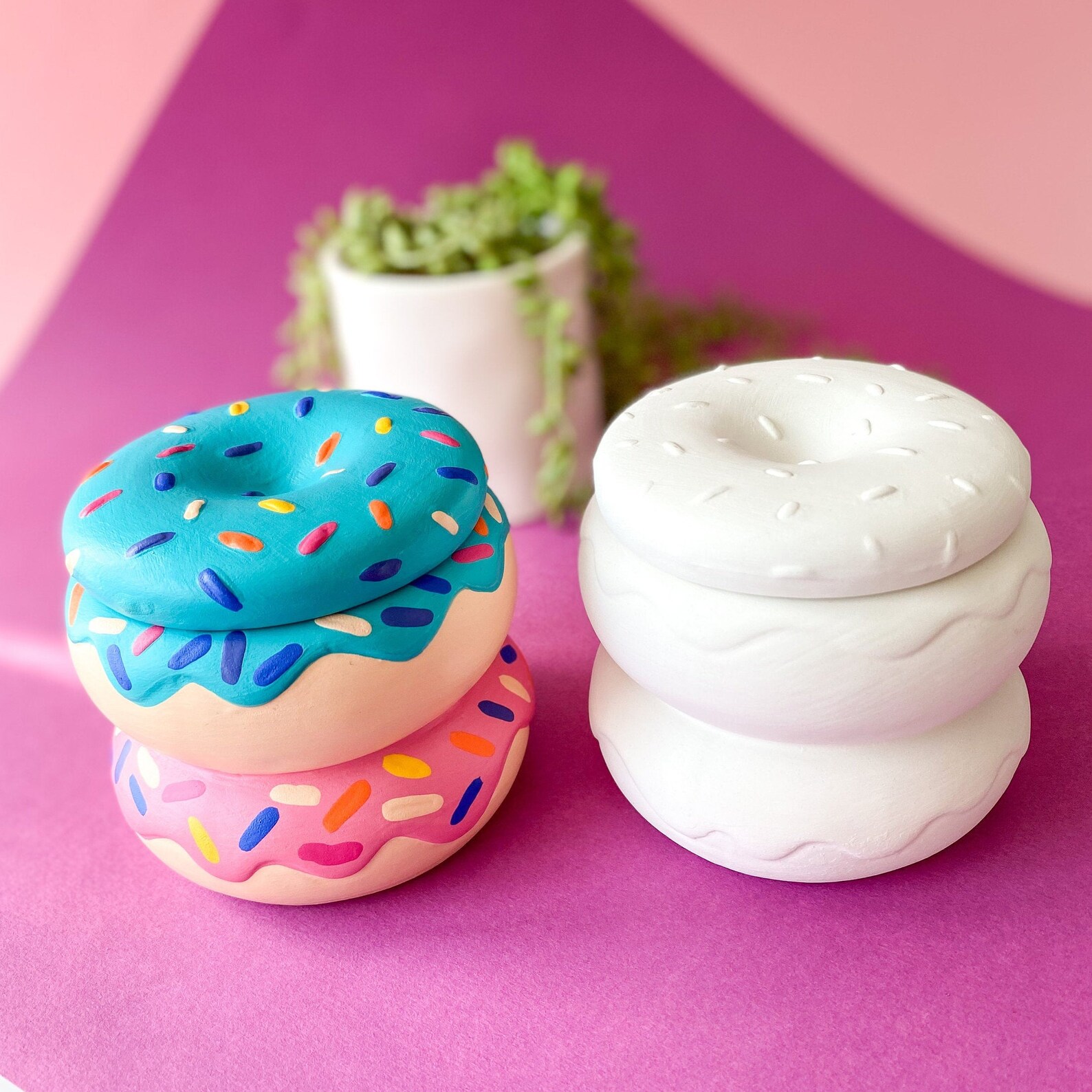 Ceramic Double Doughnut Box Donut Box Trinket Box Etsy