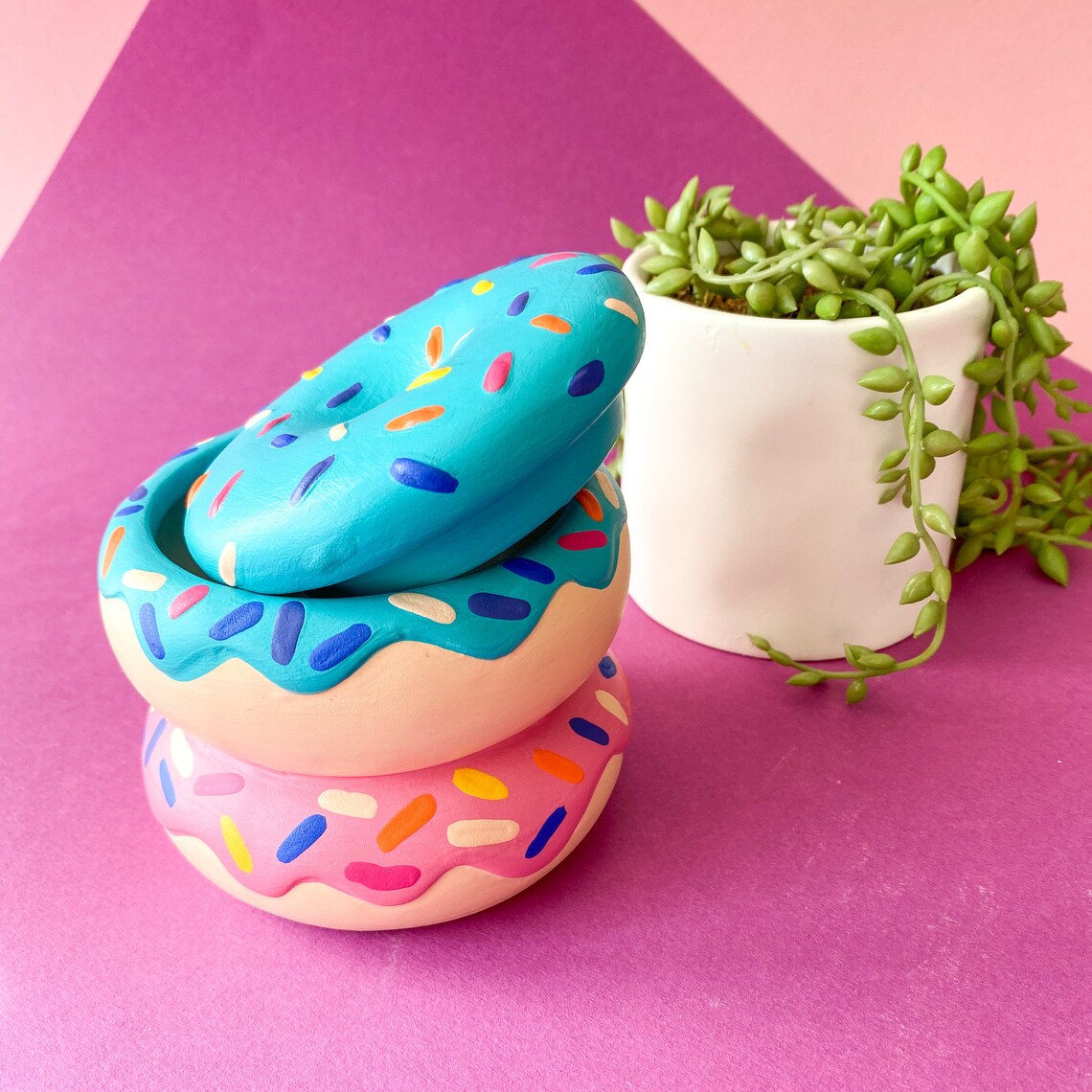 Ceramic Double Doughnut Box Donut Box Trinket Box Etsy
