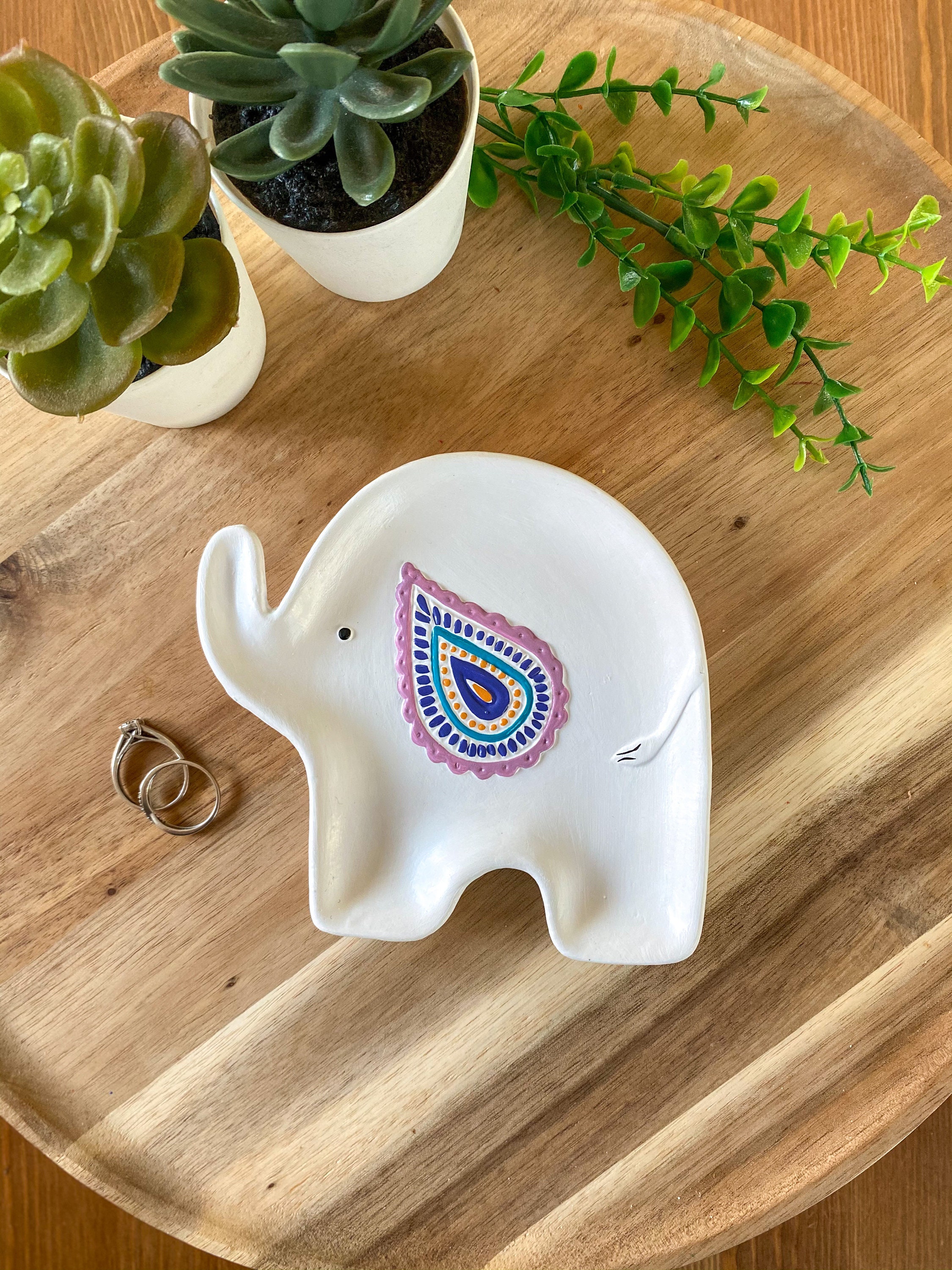 White Elephant Trinket Tray Elephant Ring Dish Elephant Etsy