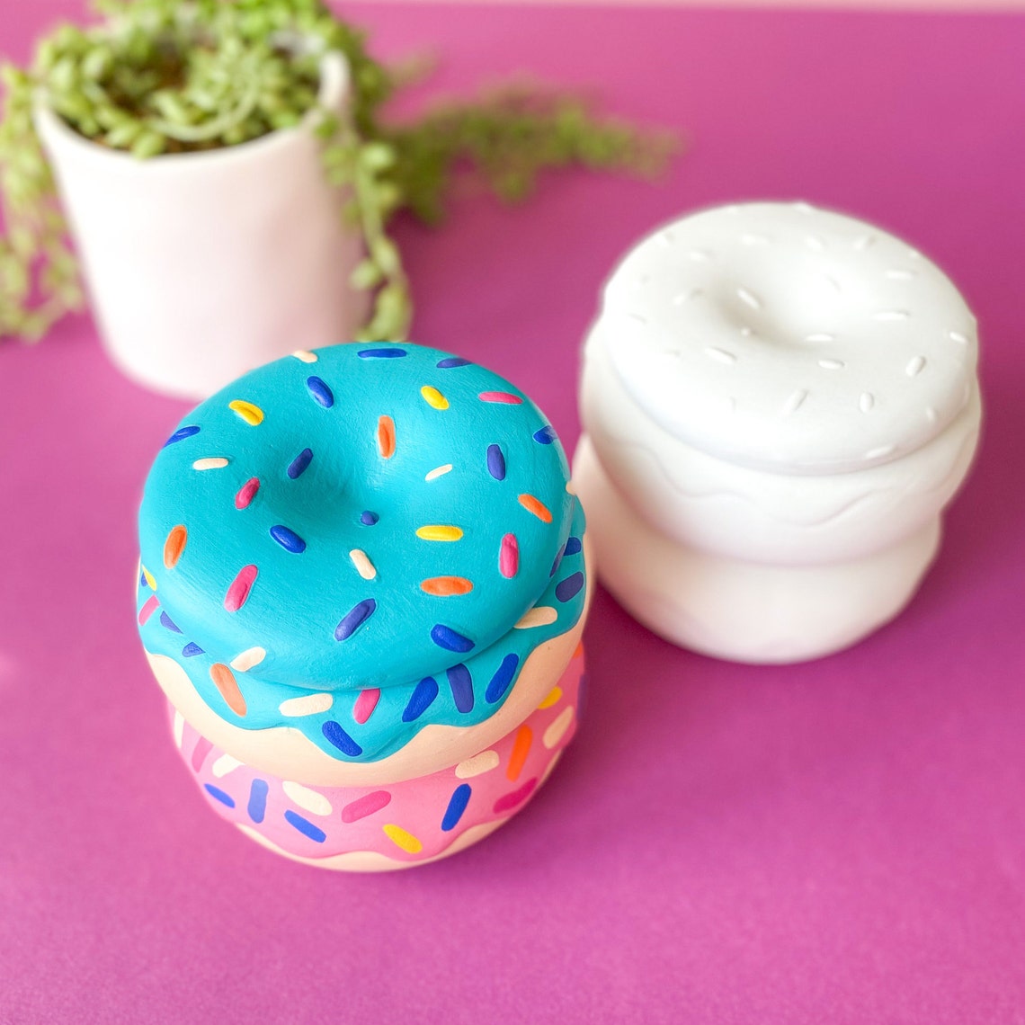 Ceramic Double Doughnut Box Donut Box Trinket Box Etsy