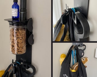 RV Wall Organizer: Key Hooks, Dog Treat Jar, Camper Van Storage, Minimalist Labels Included