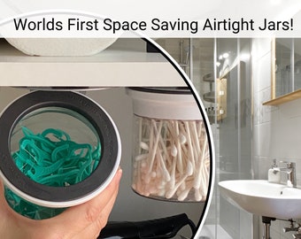 Juego de recipientes magnéticos para baño: organizador de bolas de algodón e hisopos, etiquetas minimalistas personalizables incluidas