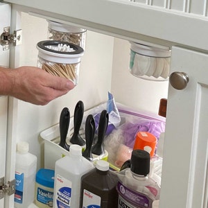 Bathroom Under Sink or Under Shelf Organizer, Space Maximizing Design, for Zero Waste Bathroom, Great for Flossers, Cotton Rounds and Swabs