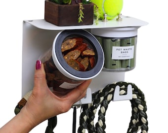 Organizzatore personalizzato per guinzagli e dolcetti per cani: postazione da parete per accessori essenziali per cuccioli, regalo minimalista personalizzato per cani