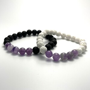 Essential Oil Diffuser Bracelet / Amethyst Lava Stone Elastic Bracelet / Aromatherapy Healing Jewelry