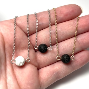 Essential Oil Diffuser Necklace / Lava Stone Necklace for Aromatherapy / Choose Black or White Lava Stone
