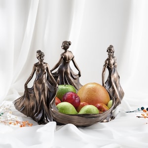Art Nouveau The Three Graces Fruit Bowl, Greek Mythology Centerpiece