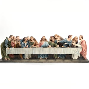 Large Jesus Last Supper Statue Desk Decor, Christian Colorful Sculpture Gift, Religious Decor, Leonardo Da Vinci Artwork