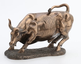 ウォールストリート・ブルのブロンズ像：富の象徴（20 x 31 cm