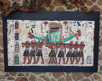 Ancient Egyptian Hieroglyphs Carved Stone Wall Hanging Decor