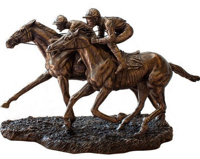 Two Jockeys Horse Racing Statue, Jockeys Statue Figurine, Horseman